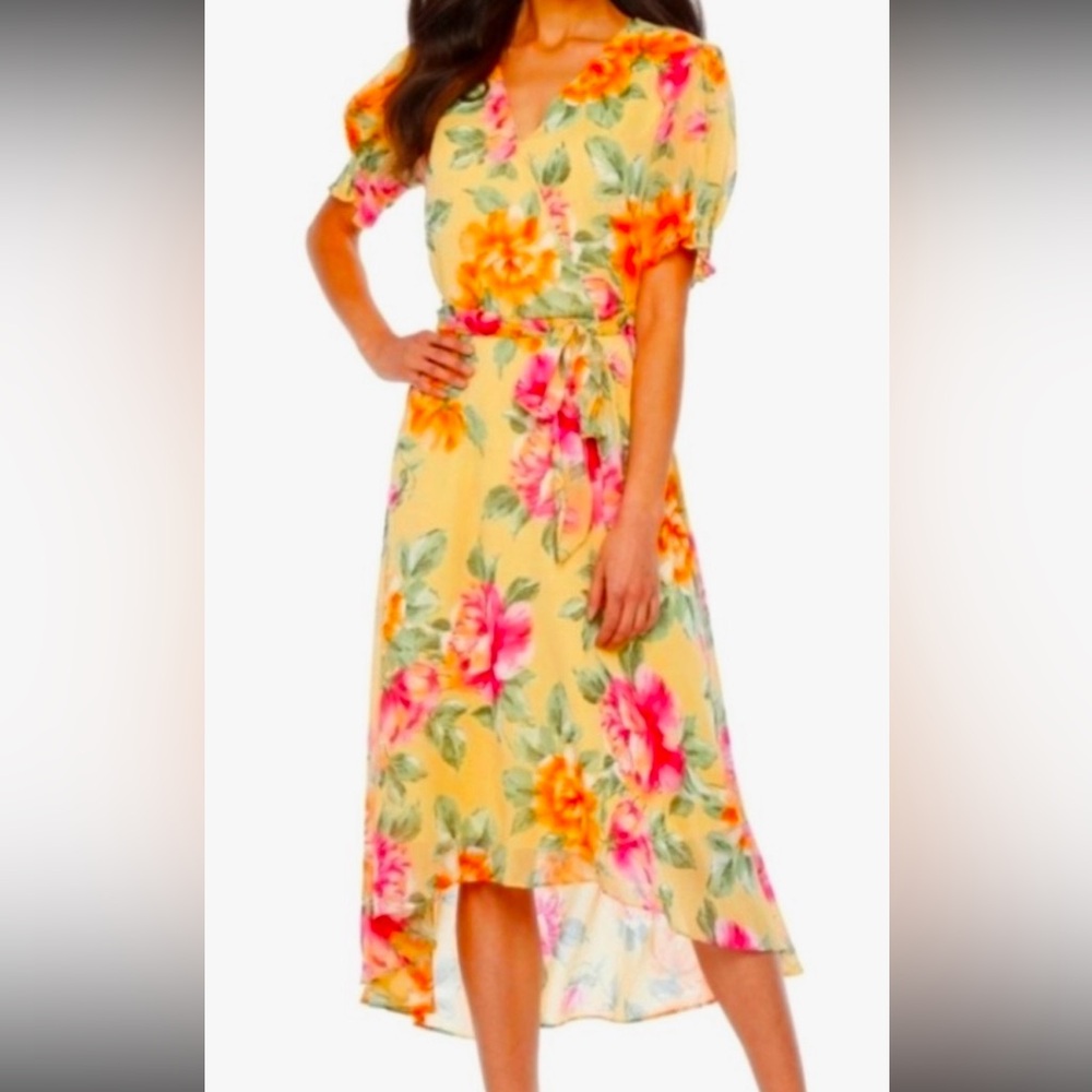 Emma & Michele Floral Yellow Dress Sz 6 NEW Pixie Hem Fully lined Pretty Pastels